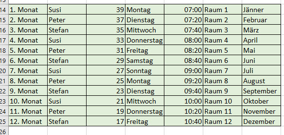 Excel Autoausfüllen Lösung